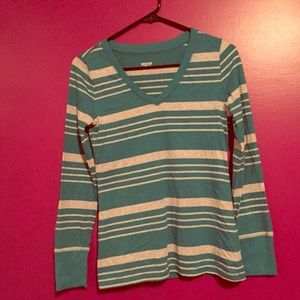 Blue and gray striped long sleeve
